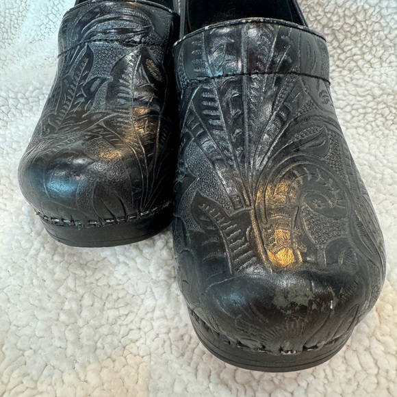 DANSKO Professional Black Tooled Leather Clogs Size 38 - Picture 5 of 9